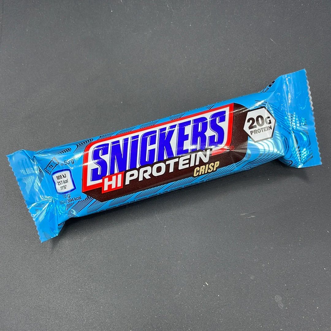 Snickers Crisp Flavour HiProtein Protein Bar with 20g of Protein, 55g (UK)